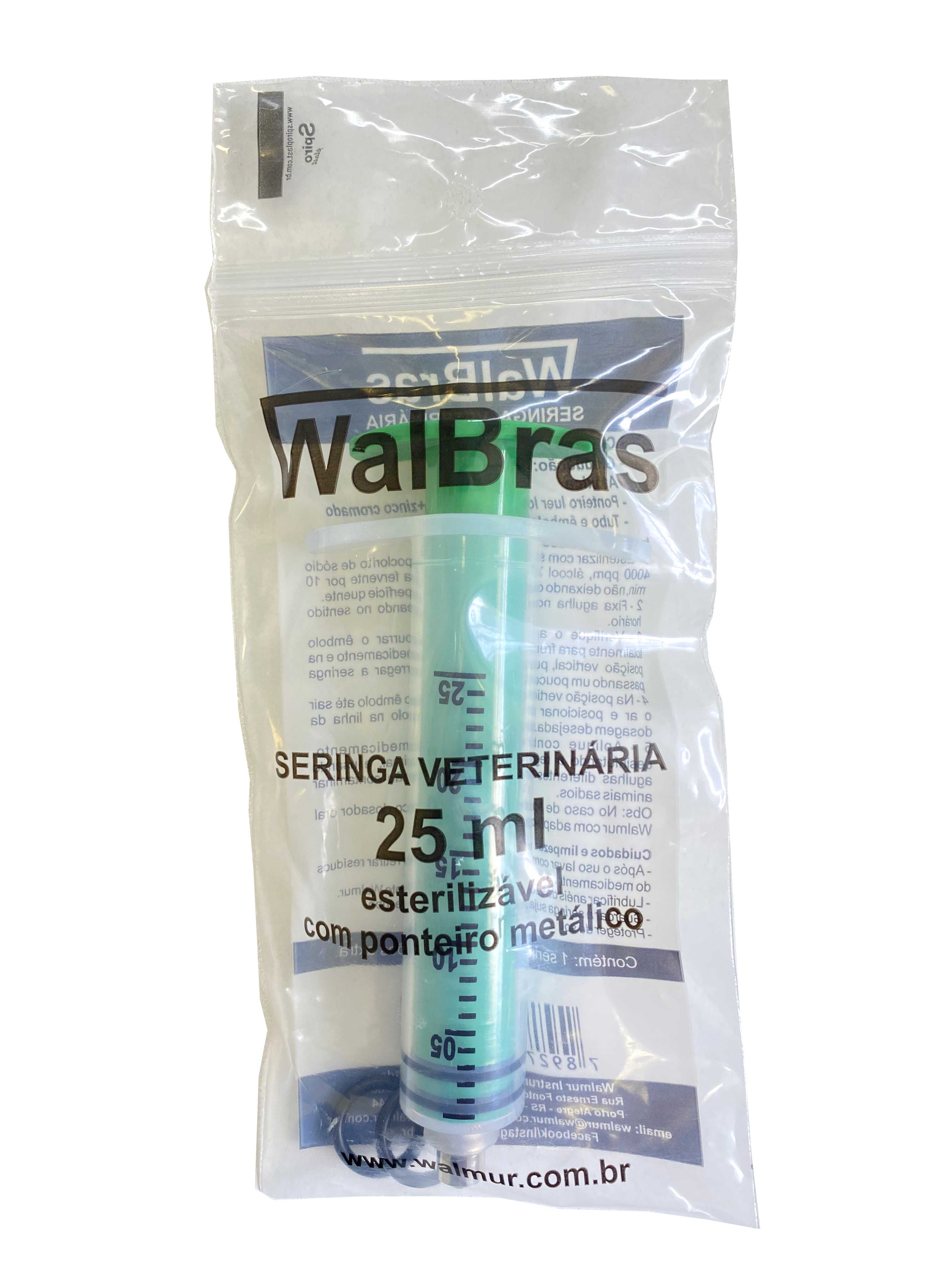 SERINGA VETERINÁRIA PLÁSTICA 25 ML WALBRAS