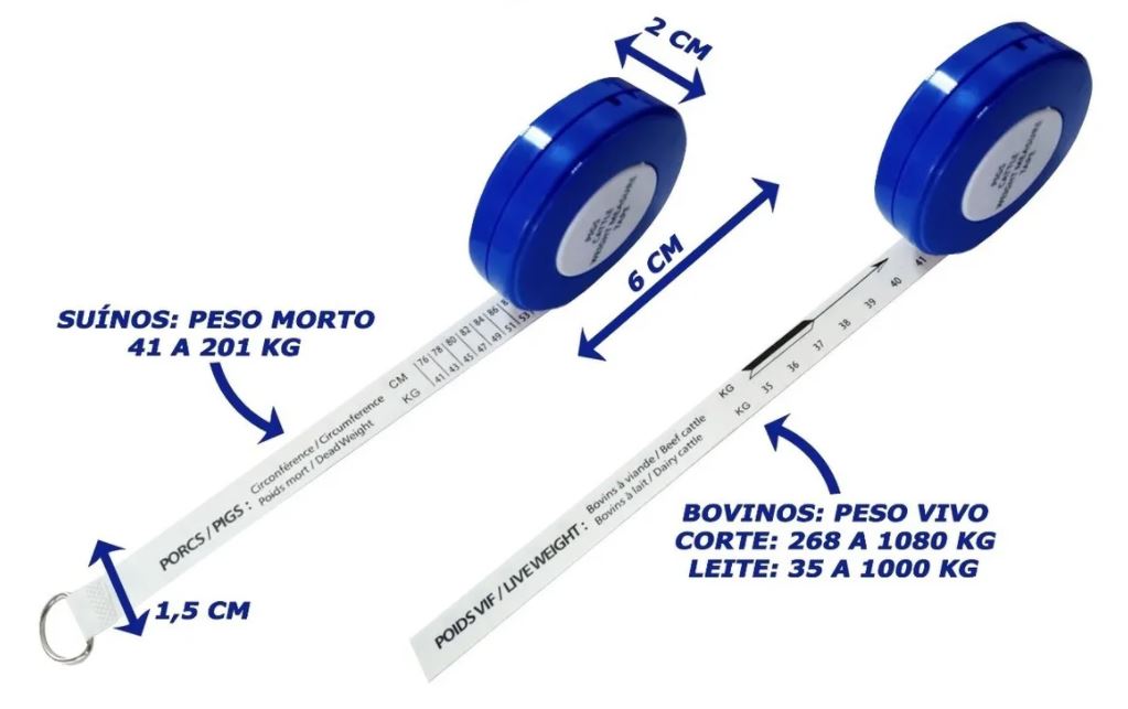 Fita para Medir Peso de Bovinos e Suinos