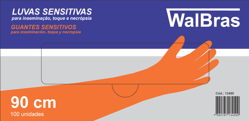 Luvas Descartáveis SENSITIVAS Walbras 90 cm para Inseminação Artificial e APalpação