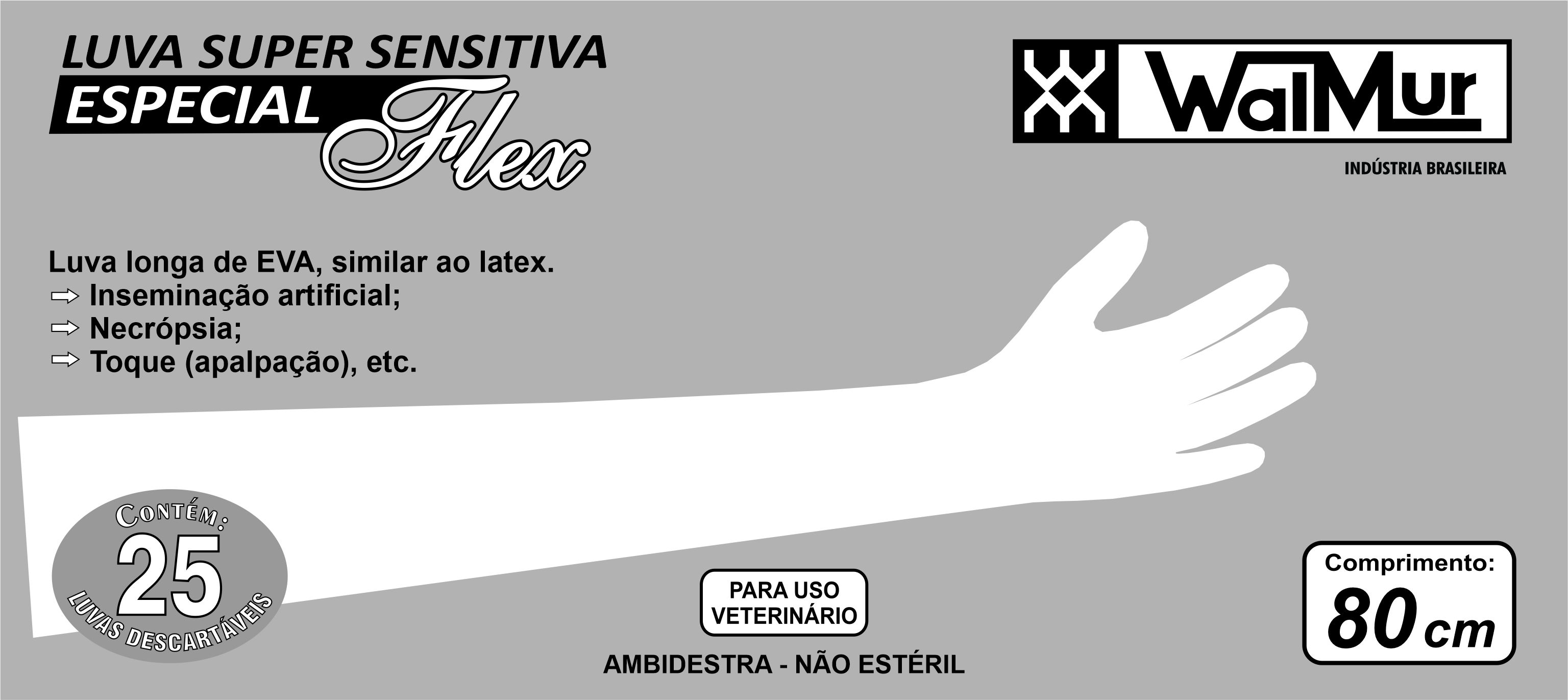 LUVAS DESCARTÁVEIS SUPER SENSITIVAS ESPECIALFLEX PARA INSEMINAÇÃO E PALPAÇÃO