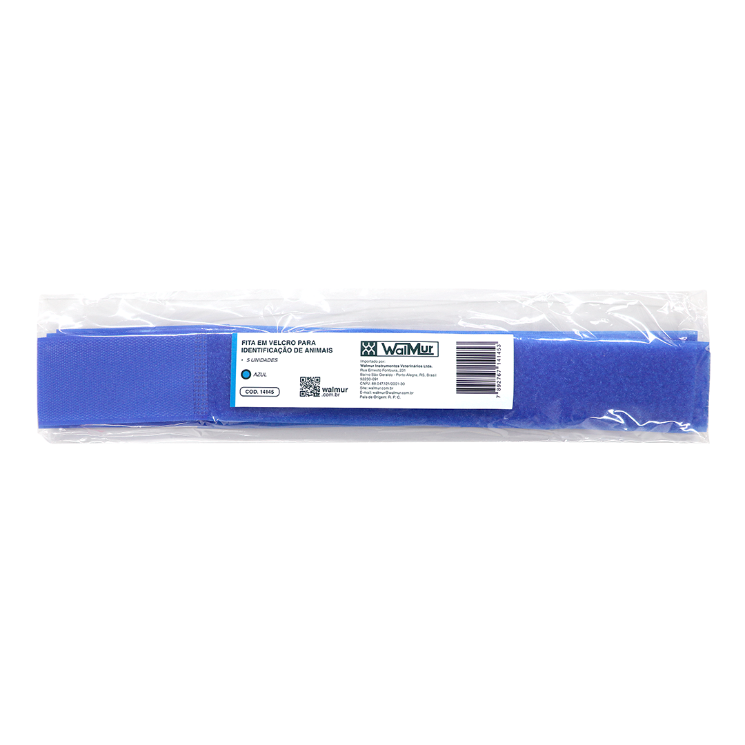 FITA EM VELCRO P/IDENTIFICAÇÃO  DE ANIMAIS AZUL PCT 5 UN.
