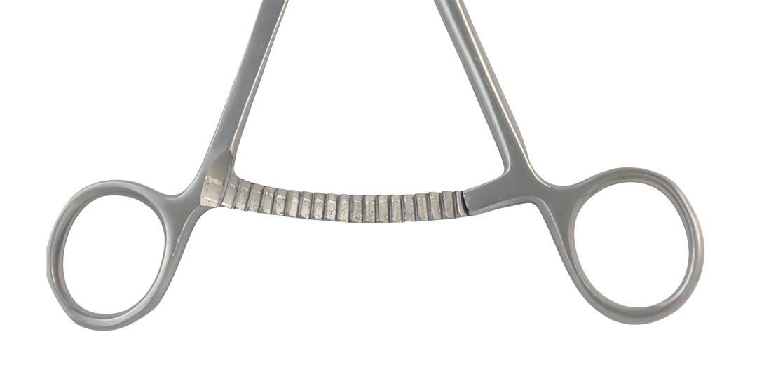 PINÇA OBSTETRICA / UTERINA COM MORDENTES DE BORRACHA 30 CM
