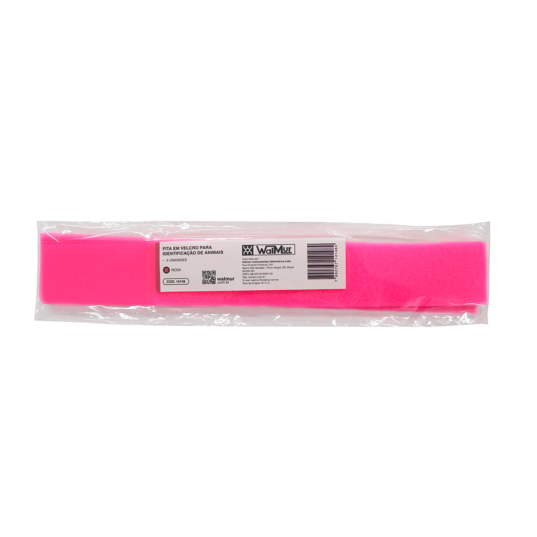 FITA EM VELCRO P/ IDENTIFICAÇÃO DE ANIMAIS ROSA PCT 5 UN.