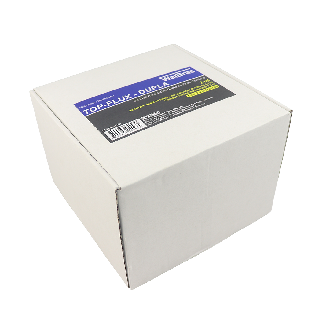 SERINGA VACINADORA AUTOMÁTICA TOP-FLUX DUPLA 2 ML COM PORTA-FRASCO