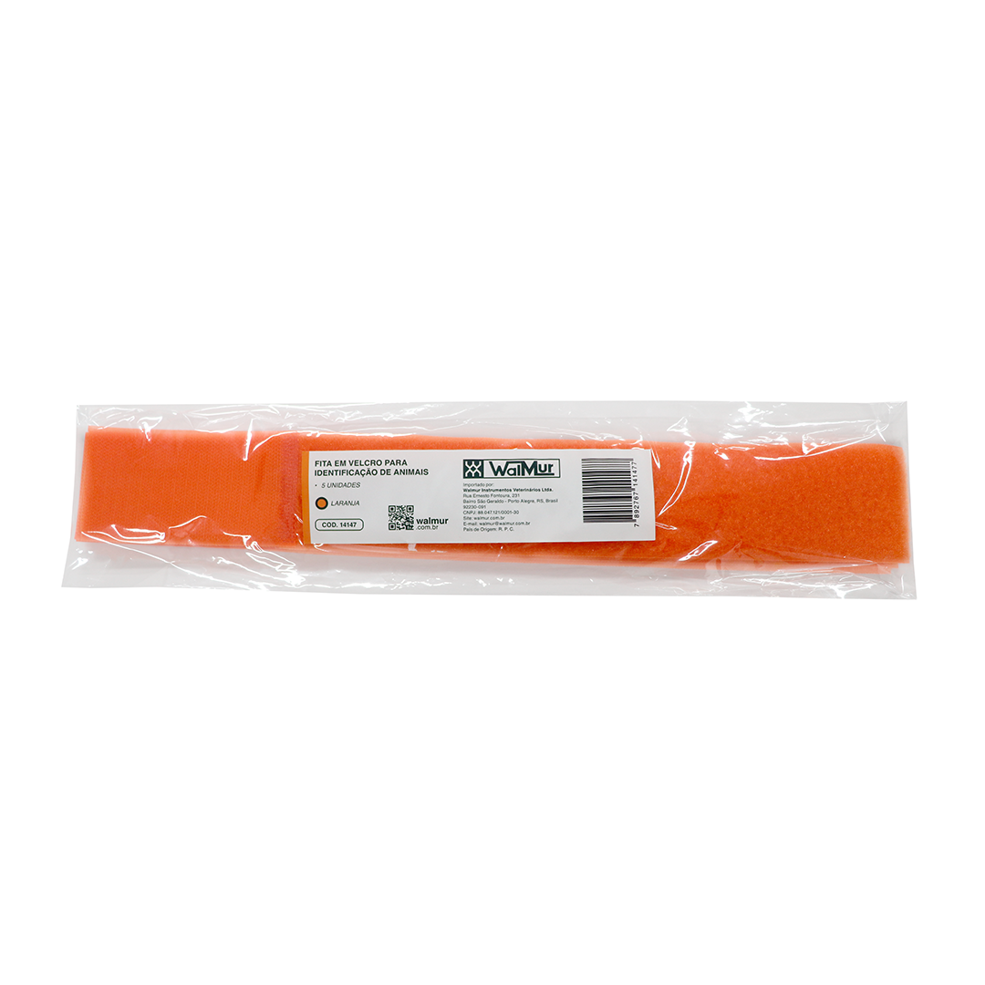 FITA EM VELCRO P/ IDENTIFICAÇÃO DE ANIMAIS LARANJA PCT 5 UN.