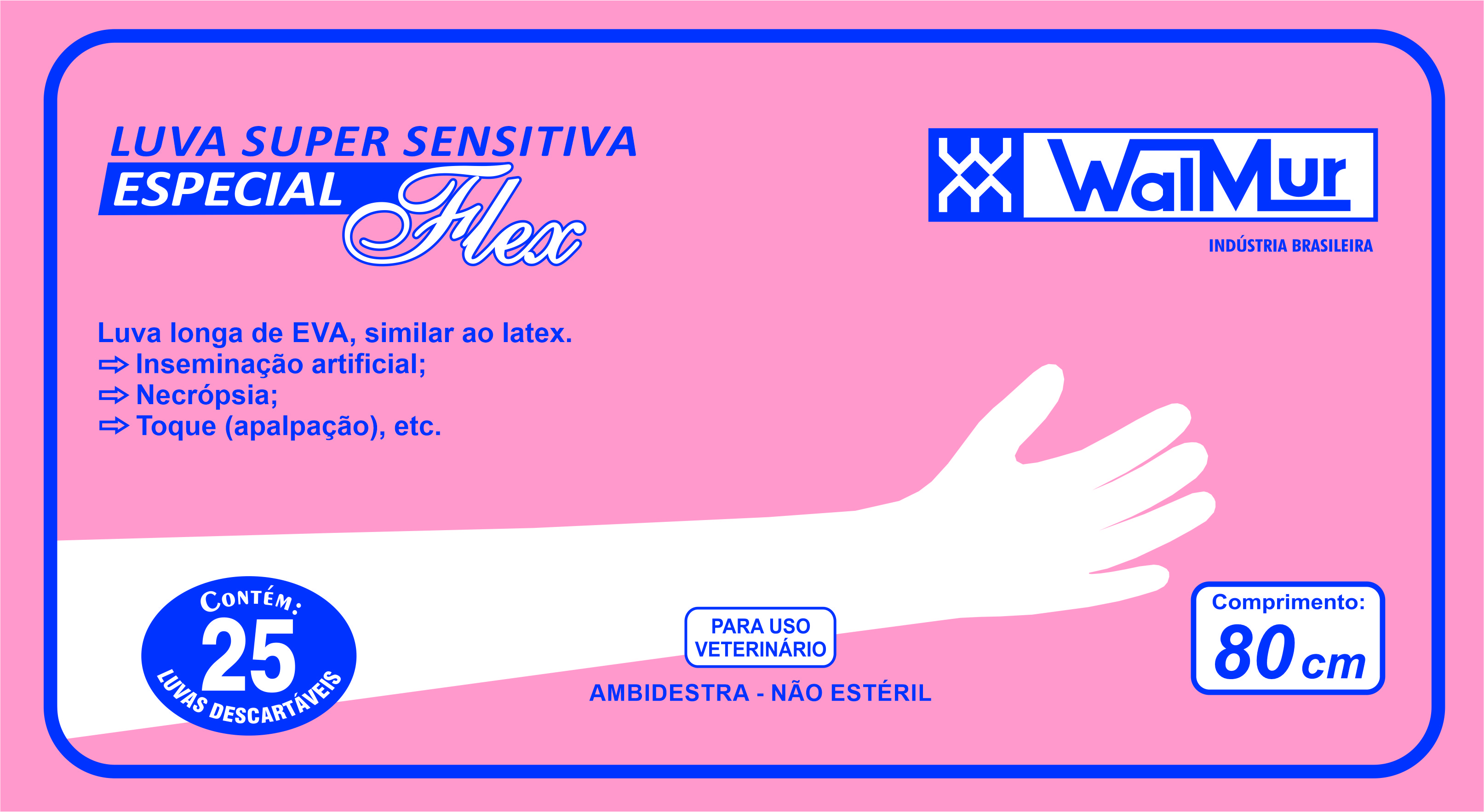 LUVAS DESCARTÁVEIS SUPER SENSITIVAS ESPECIALFLEX PARA INSEMINAÇÃO E PALPAÇÃO
