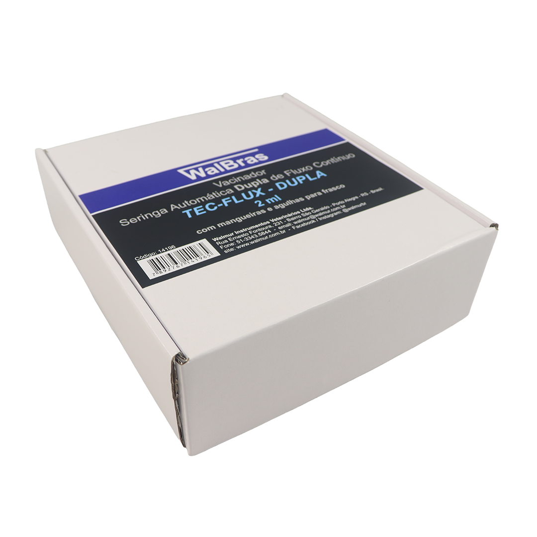 SERINGA VACINADORA AUTOMÁTICA TEC-FLUX DUPLA 2 ML COM MANGUEIRA