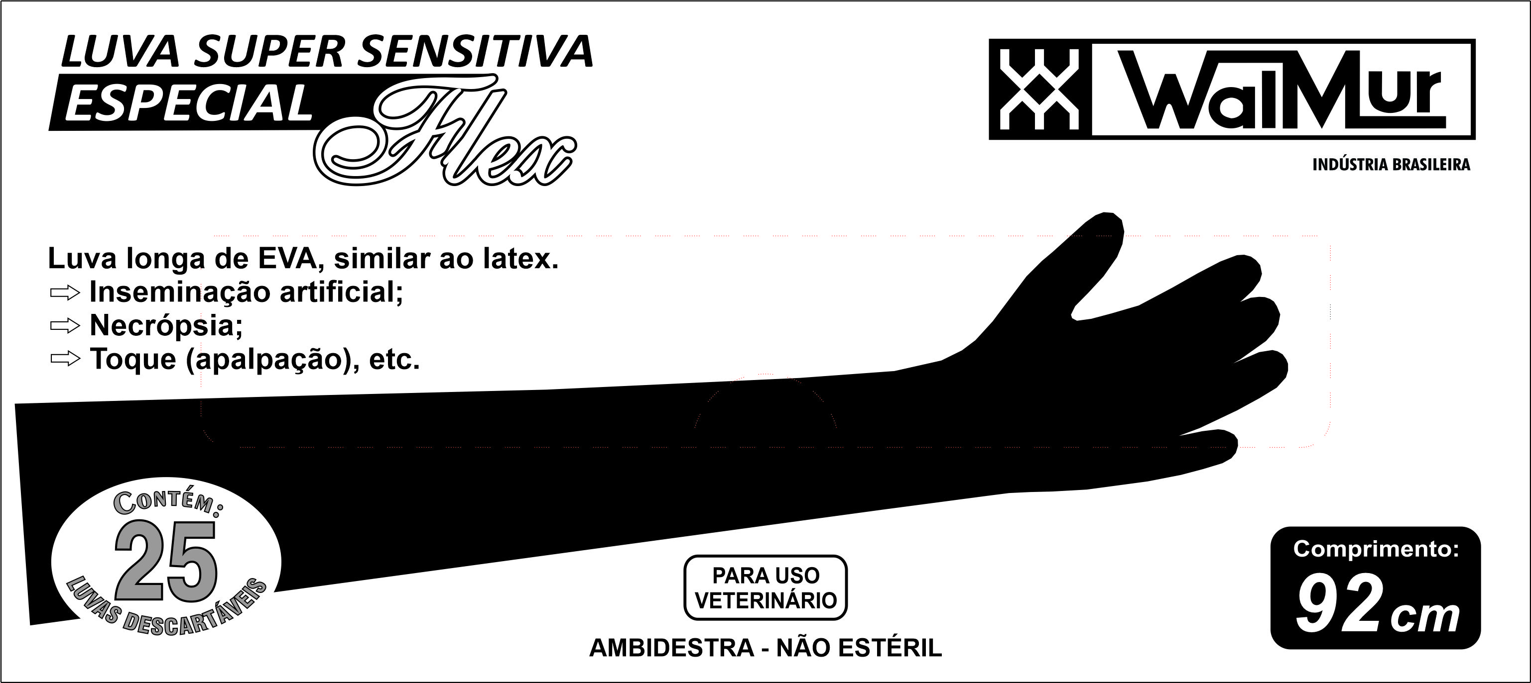 LUVAS DESCARTÁVEIS SUPER SENSITIVAS ESPECIALFLEX PARA INSEMINAÇÃO E PALPAÇÃO