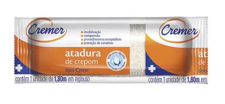 ATADURA CREPOM CYSNE CREMER 12CM X1,80M EM REPOUSO