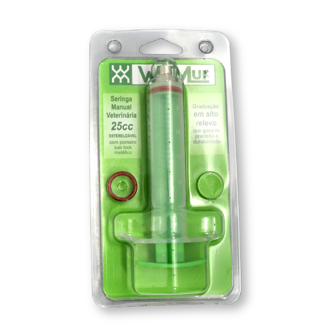 Seringa manual capacidade de 25 ml para uso Veterinário Embalagem Blister