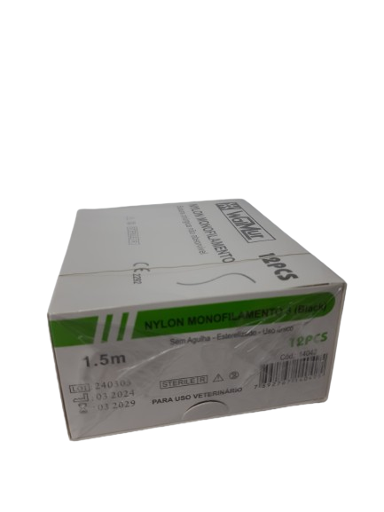 FIO DE SUTURA CIRÚRGICA NYLON N° 4 CX.12UNDS SEM AGULHA