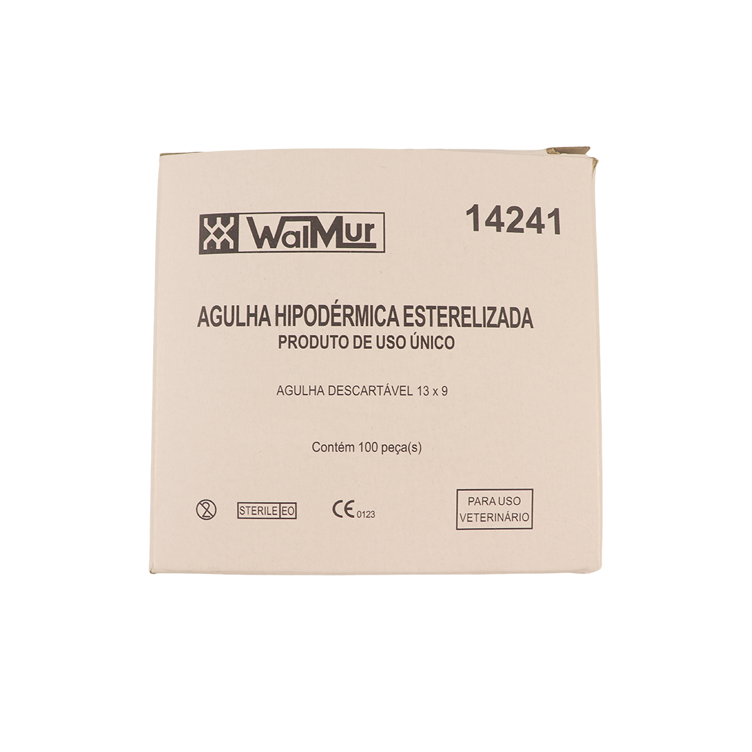 Agulha Hipodérmica Descartável 13 X 09 20G X 1/2" para uso veterinário