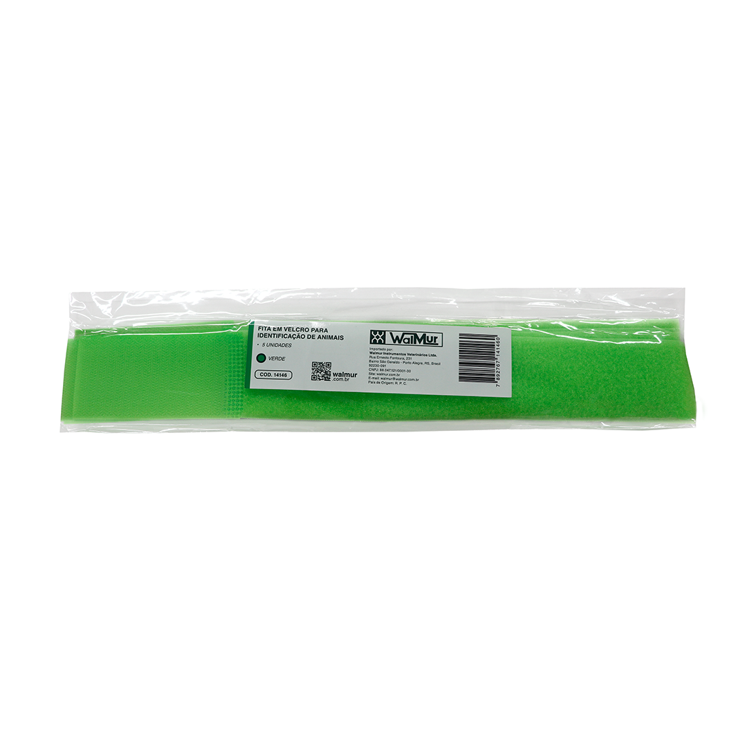 FITA EM VELCRO P/ IDENTIFICAÇÃO DE ANIMAIS VERDE PCT 5 UN.