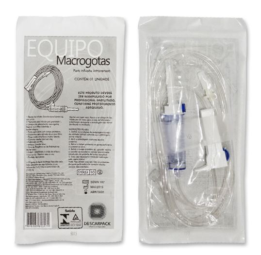 EQUIPO MACROGOTAS COMPLETO LUER LOCK P/ INFUSÃO INTRAVENOSA