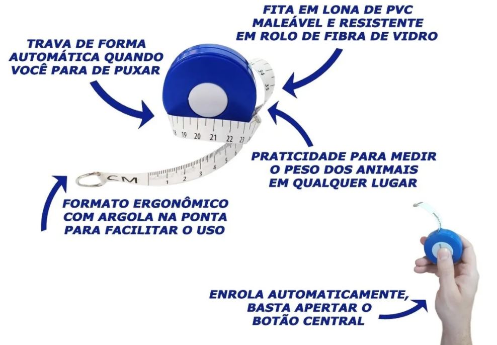 Fita para Medir Peso de Bovinos e Suinos