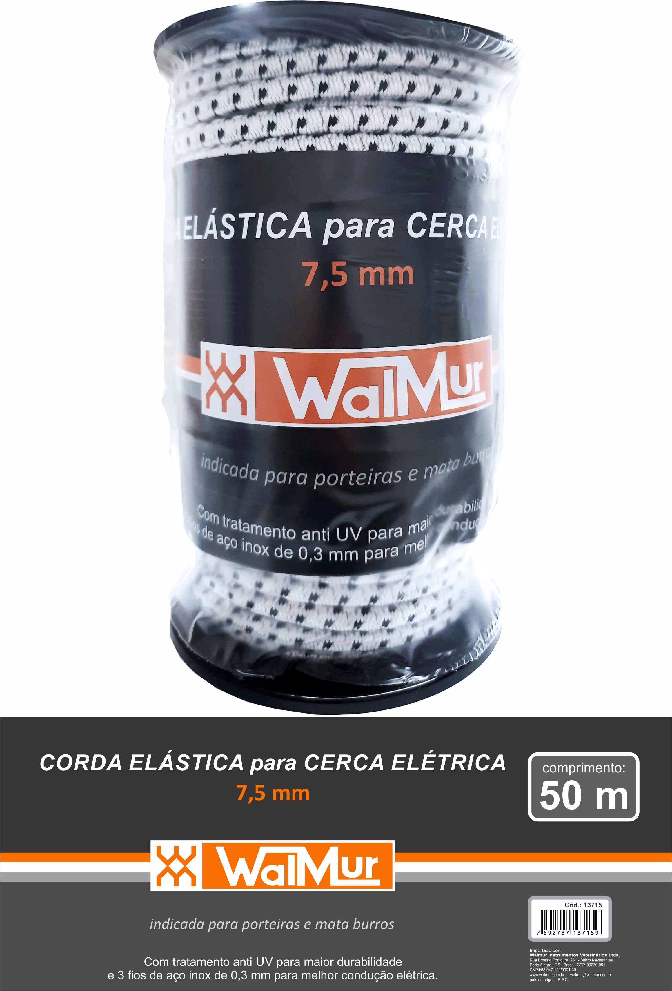 CORDA ELASTICA P/ CERCA ELETRICA ROLO 50 METROS