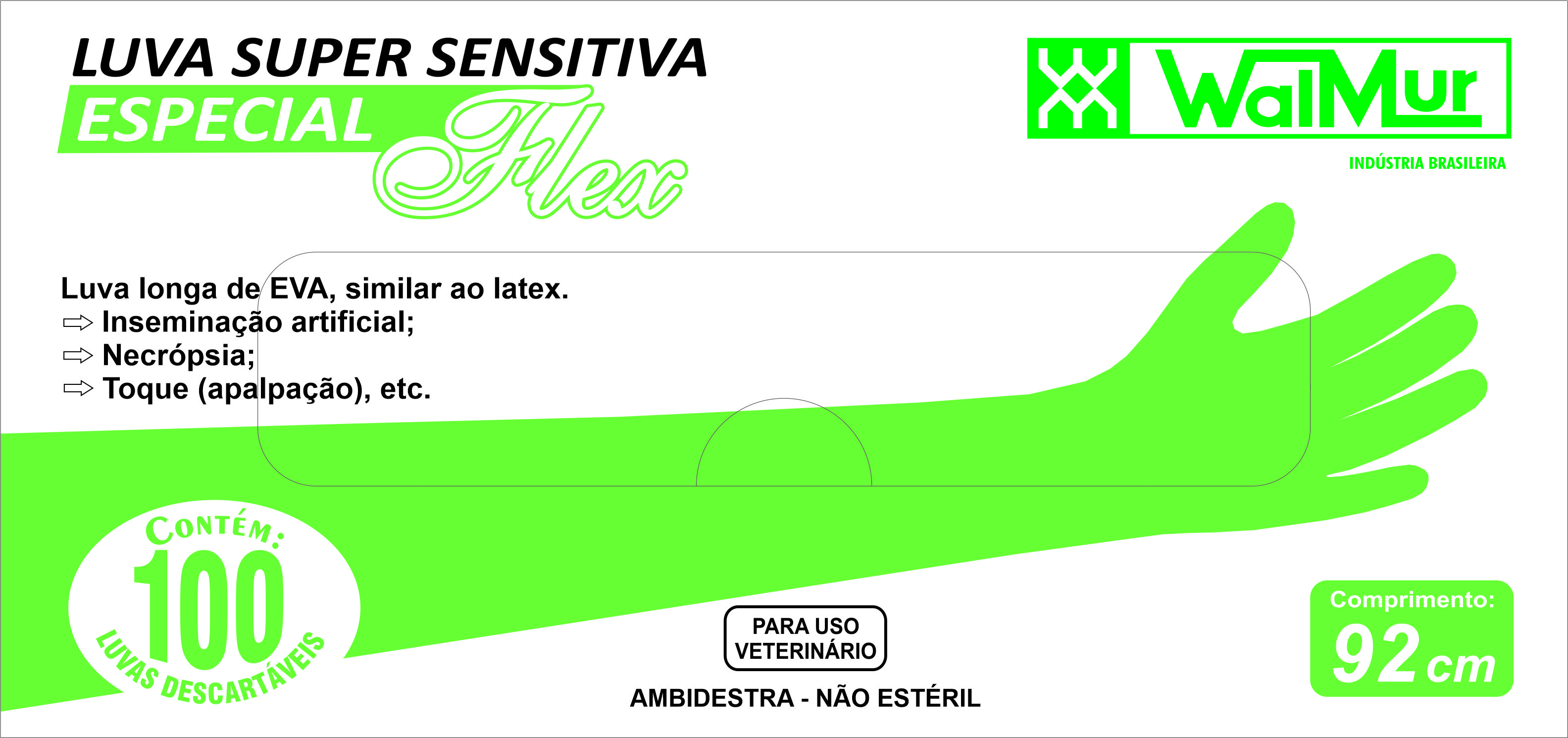 LUVAS DESCARTÁVEIS SUPER SENSITIVAS ESPECIALFLEX PARA INSEMINAÇÃO E PALPAÇÃO