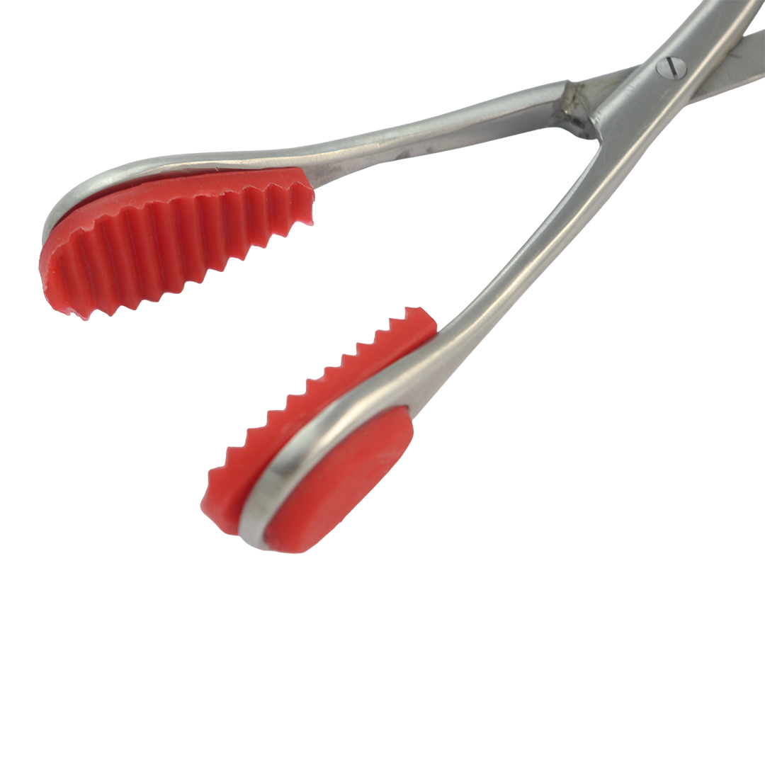 PINÇA OBSTETRICA / UTERINA COM MORDENTES DE BORRACHA 30 CM