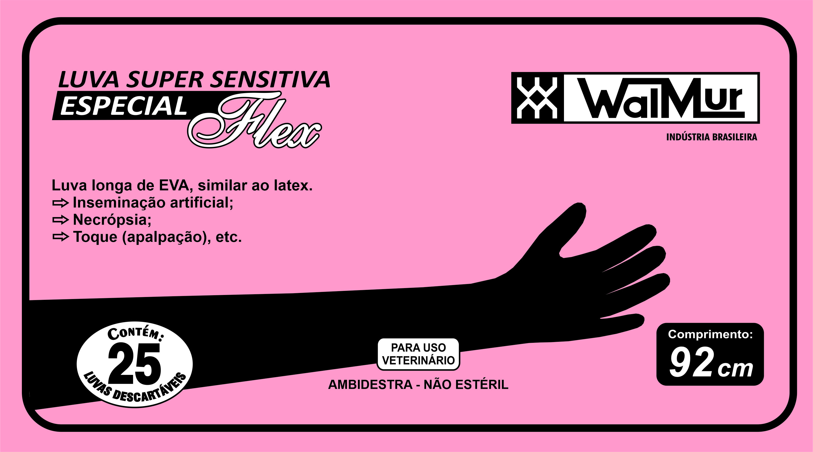 LUVAS DESCARTÁVEIS SUPER SENSITIVAS ESPECIALFLEX PARA INSEMINAÇÃO E PALPAÇÃO