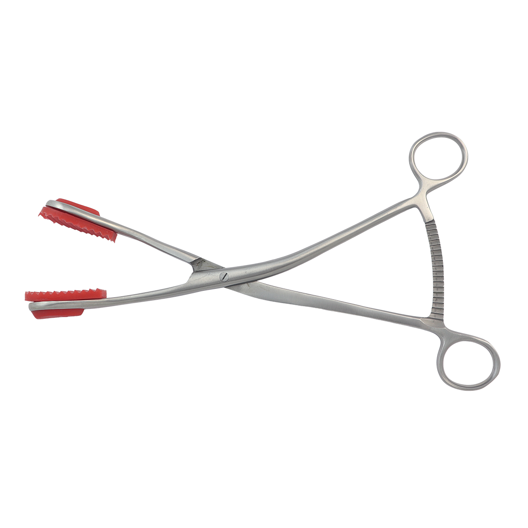 PINÇA OBSTETRICA / UTERINA COM MORDENTES DE BORRACHA 30 CM