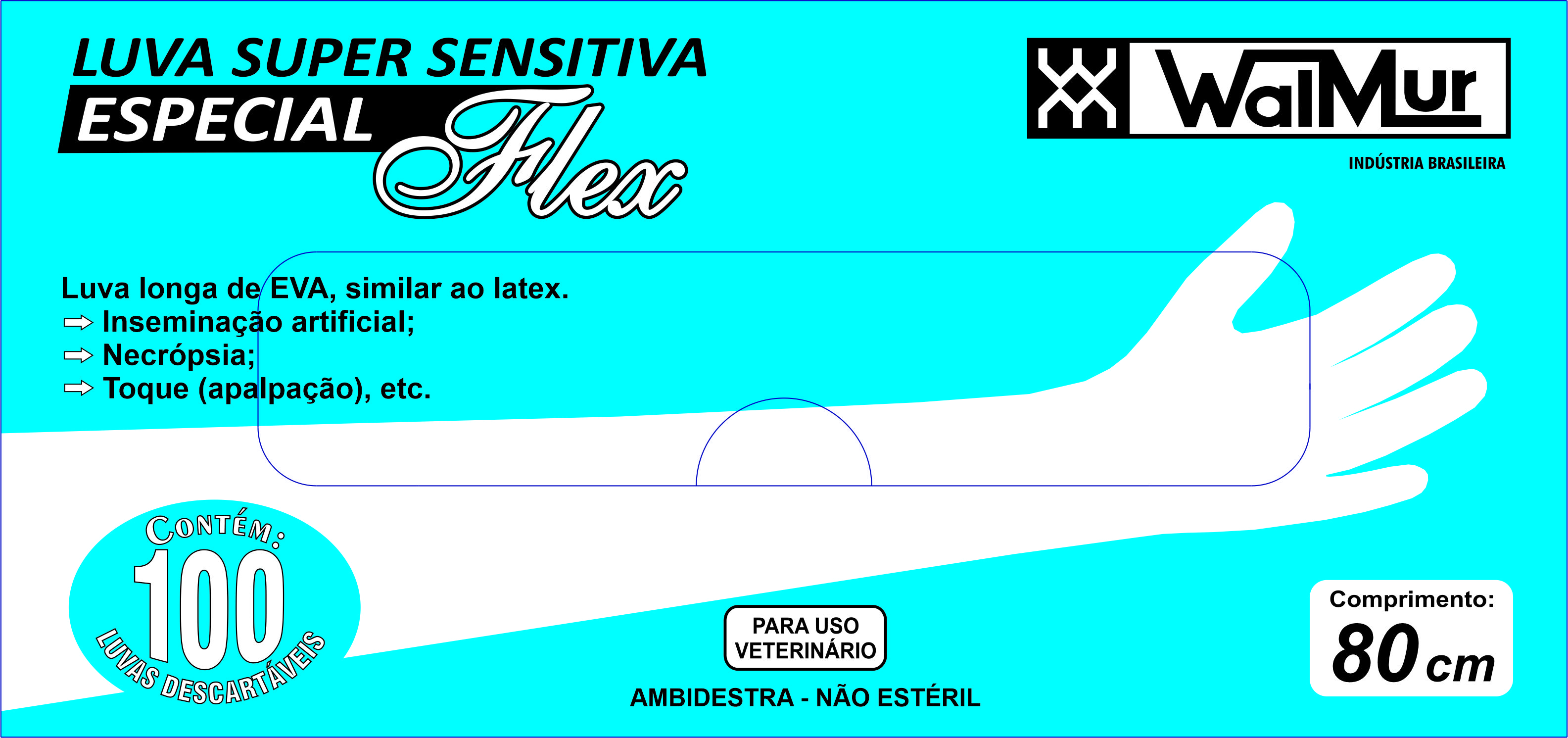 LUVAS DESCARTÁVEIS SUPER SENSITIVAS ESPECIALFLEX PARA INSEMINAÇÃO E PALPAÇÃO