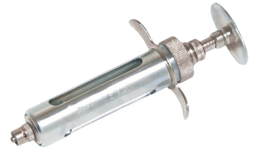 Seringa / Dosadora Manual Walmur Metálica com regulagem de dose 25 ml para uso Veterinário