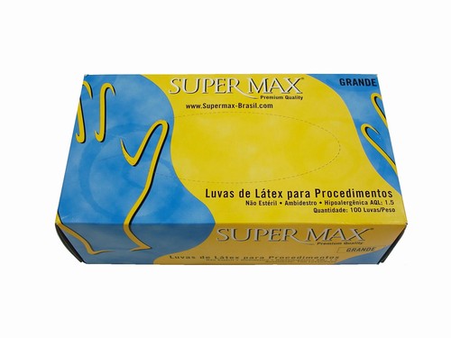 Luvas de látex para procedimento, tamanho G.