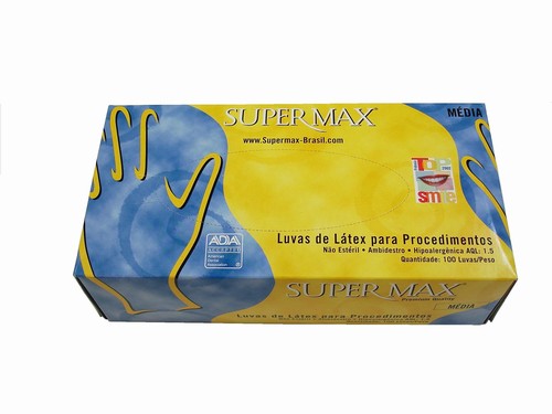 Luvas de látex para procedimento, tamanho M.